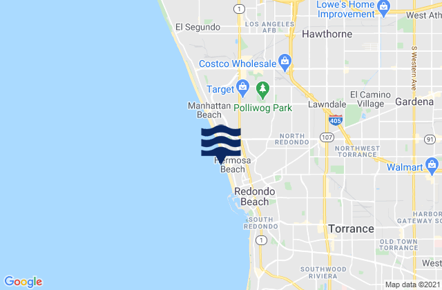 Mapa da tábua de marés em Hermosa Beach, United States