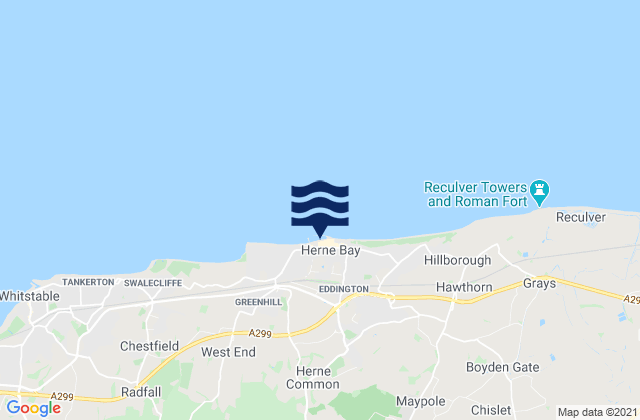 Mapa da tábua de marés em Herne Bay Beach, United Kingdom