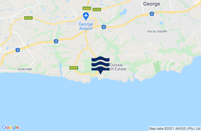 Mapa da tábua de marés em Herolds Bay, South Africa