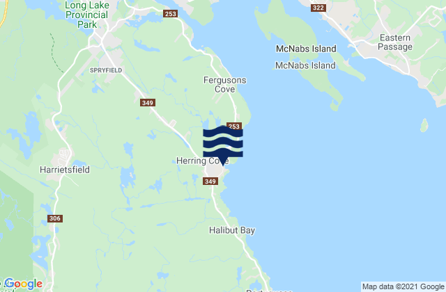Mapa da tábua de marés em Herring Cove, Canada