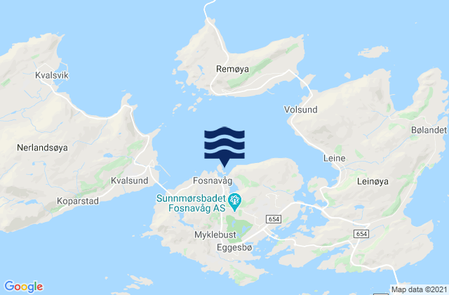 Mapa da tábua de marés em Herøy, Norway