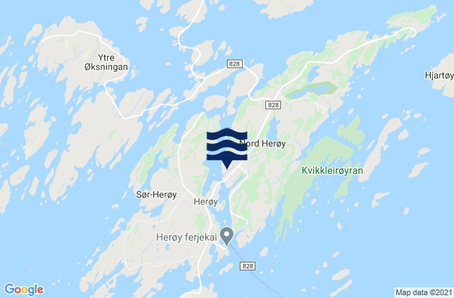 Mapa da tábua de marés em Herøy, Norway