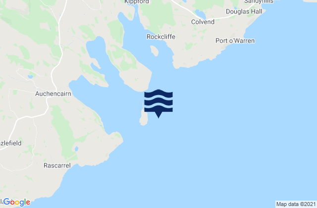 Mapa da tábua de marés em Hestan Island, United Kingdom