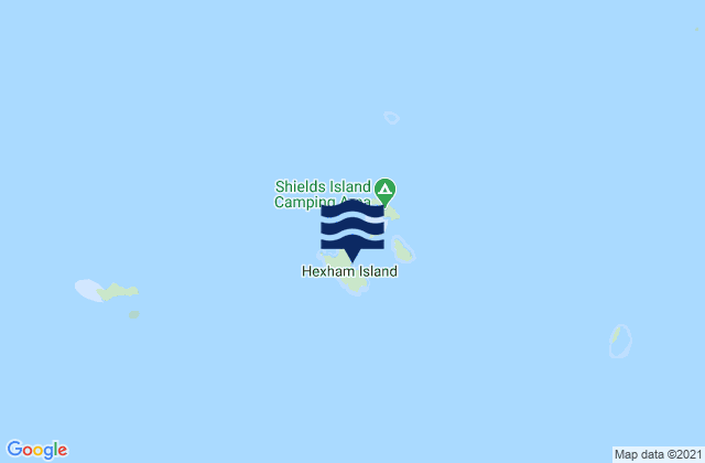 Mapa da tábua de marés em Hexham Island, Australia