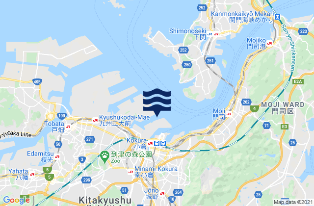 Mapa da tábua de marés em Hiagari, Japan