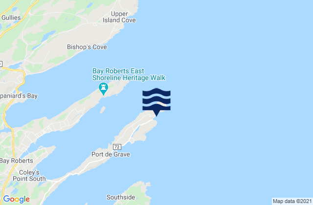 Mapa da tábua de marés em Hibbs Cove Island, Canada