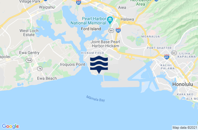 Mapa da tábua de marés em Hickam Harbor Beach, United States