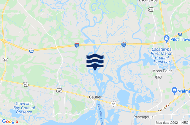 Mapa da tábua de marés em Hickory Hills, United States
