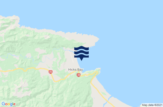 Mapa da tábua de marés em Hicks Bay, New Zealand