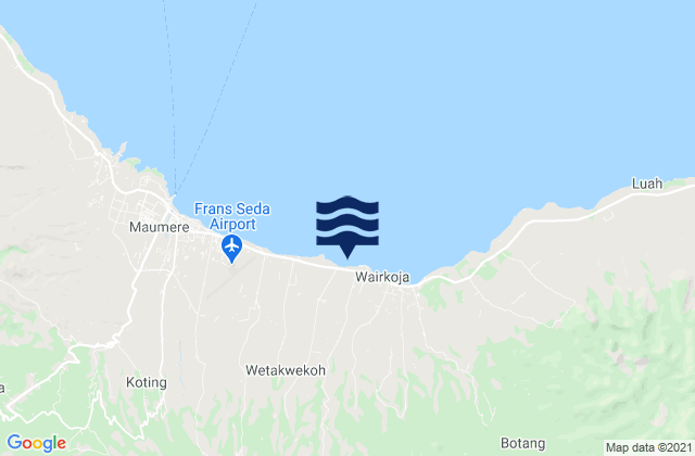 Mapa da tábua de marés em Higetegera, Indonesia