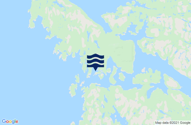 Mapa da tábua de marés em Higgins Island, Canada