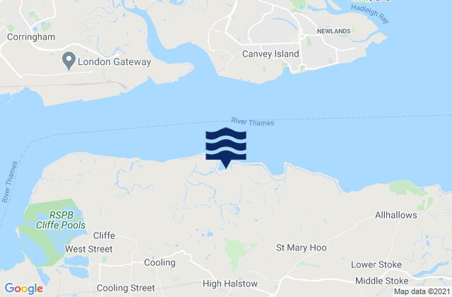 Mapa da tábua de marés em High Halstow, United Kingdom