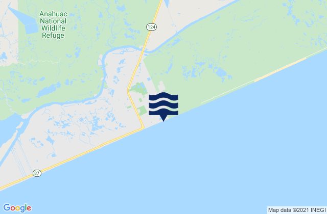 Mapa da tábua de marés em High Island, United States