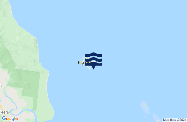 Mapa da tábua de marés em High Island, Australia