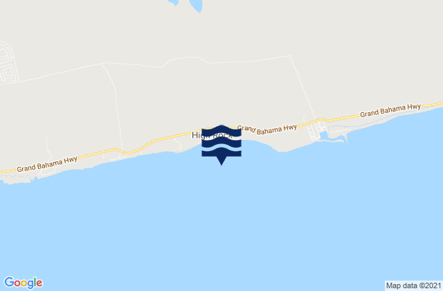 Mapa da tábua de marés em High Rock, Bahamas