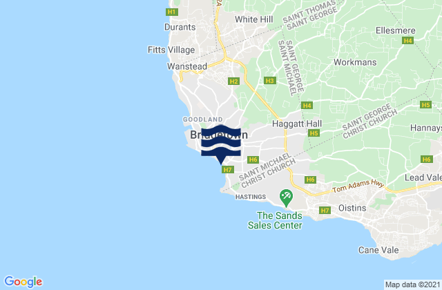 Mapa da tábua de marés em High Rock, Martinique