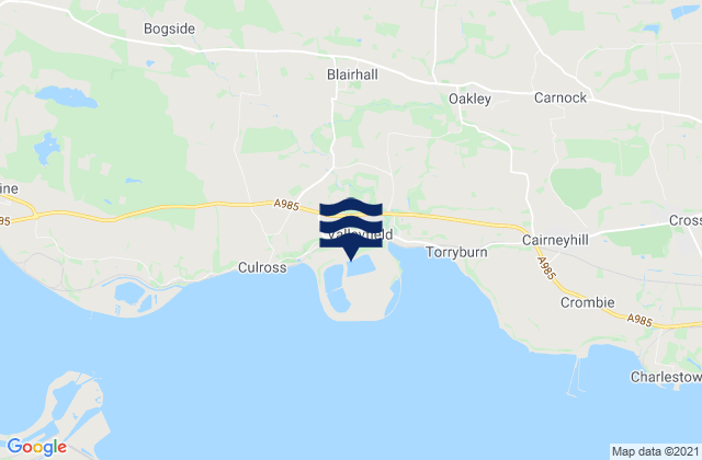 Mapa da tábua de marés em High Valleyfield, United Kingdom