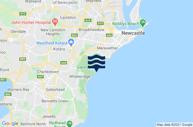 Mapa da tábua de marés em Highfields, Australia