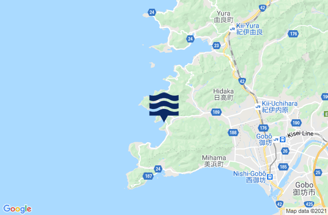 Mapa da tábua de marés em Hii Wan, Japan