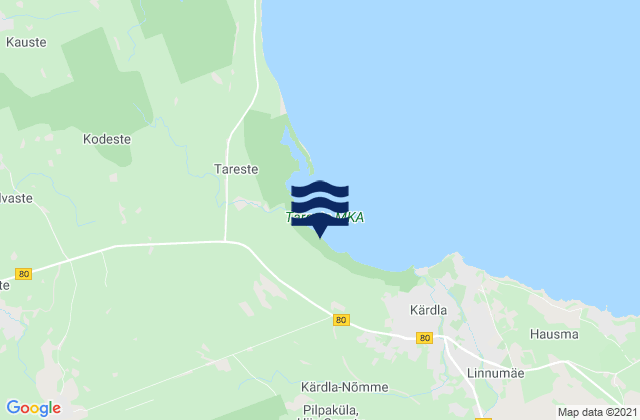 Mapa da tábua de marés em Hiiumaa, Estonia