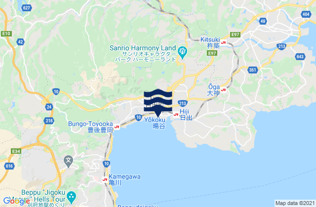 Mapa da tábua de marés em Hiji, Japan