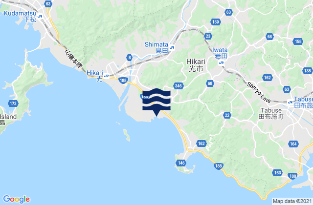 Mapa da tábua de marés em Hikari, Japan