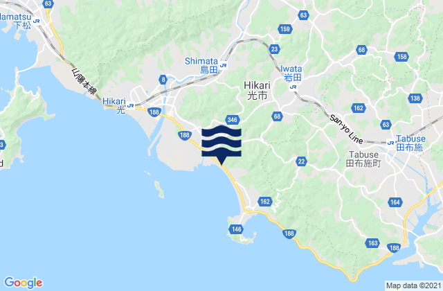 Mapa da tábua de marés em Hikari Shi, Japan