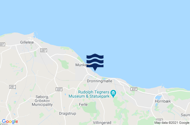 Mapa da tábua de marés em Hillerød, Denmark