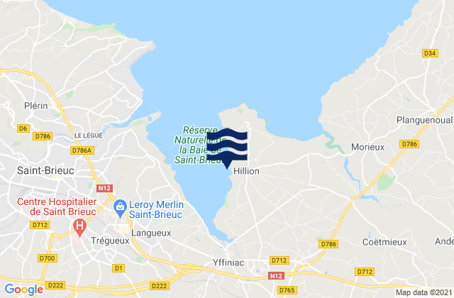 Mapa da tábua de marés em Hillion, France