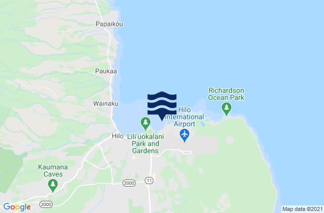 Mapa da tábua de marés em Hilo Hilo Bay Kuhio Bay, United States