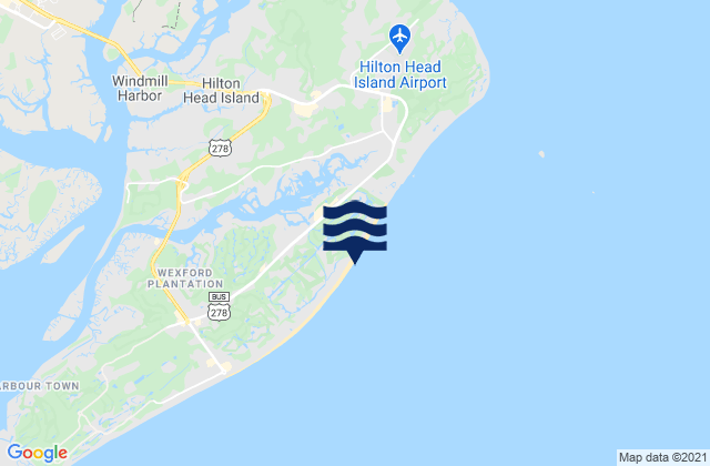 Mapa da tábua de marés em Hilton Head Island, United States