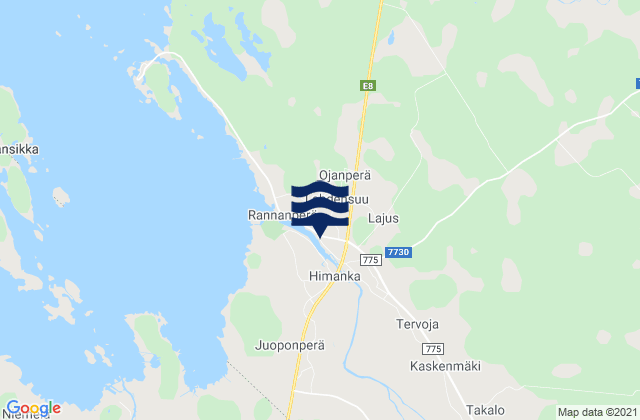 Mapa da tábua de marés em Himanka, Finland