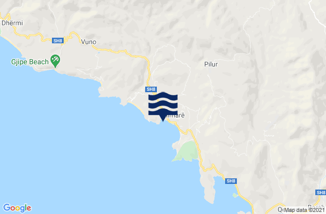 Mapa da tábua de marés em Himarë, Albania