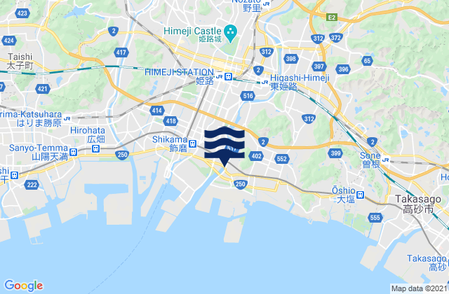 Mapa da tábua de marés em Himeji, Japan