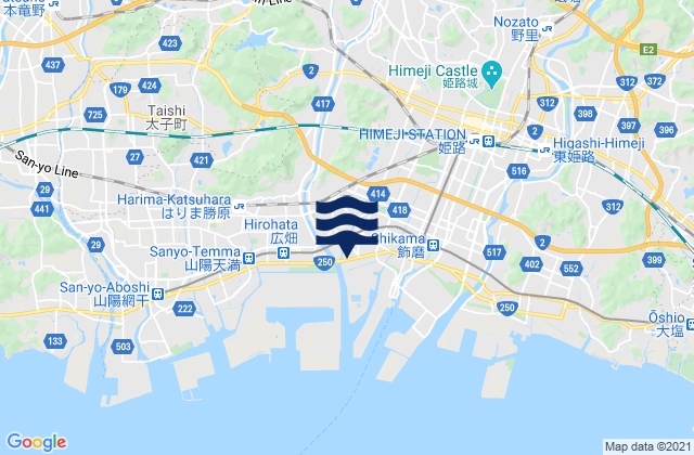 Mapa da tábua de marés em Himeji Shi, Japan
