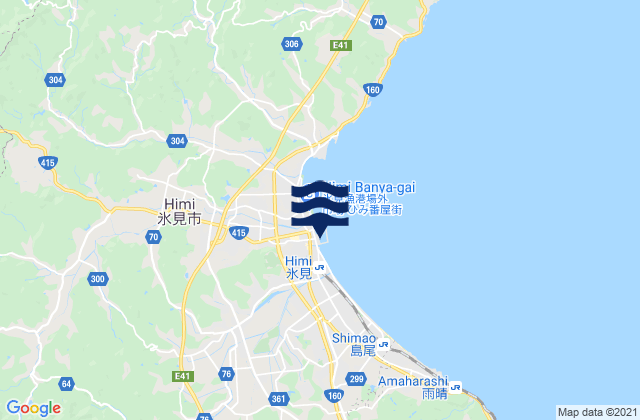 Mapa da tábua de marés em Himimachi, Japan