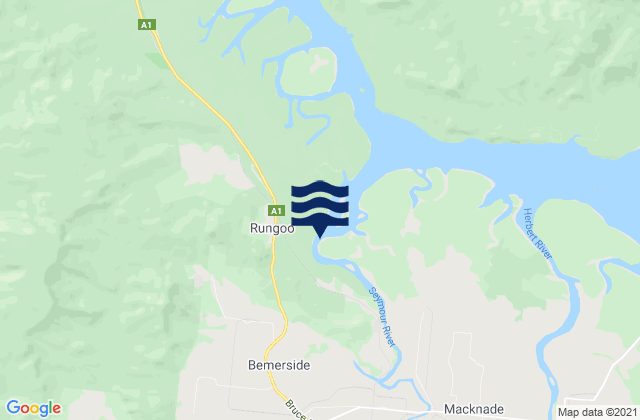 Mapa da tábua de marés em Hinchinbrook, Australia