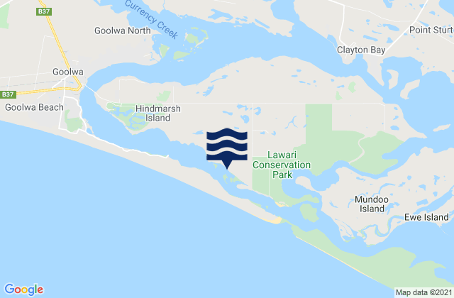 Mapa da tábua de marés em Hindmarsh Island, Australia
