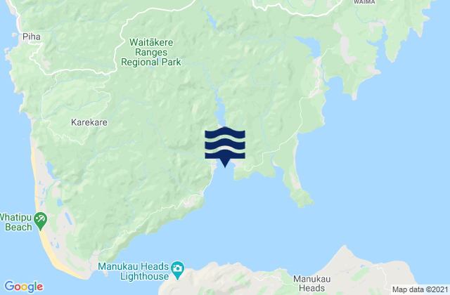 Mapa da tábua de marés em Hinge Bay, New Zealand