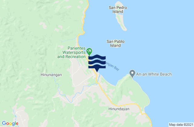 Mapa da tábua de marés em Hinunangan, Philippines