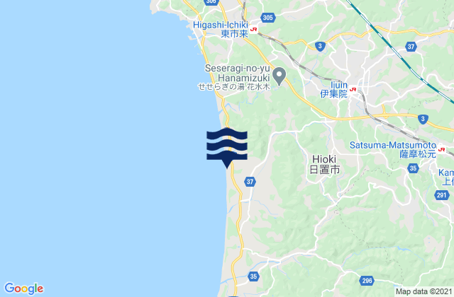 Mapa da tábua de marés em Hioki Shi, Japan