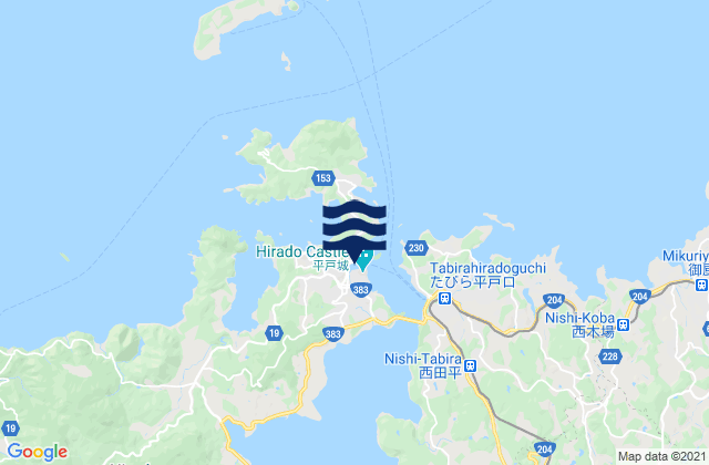 Mapa da tábua de marés em Hirado, Japan