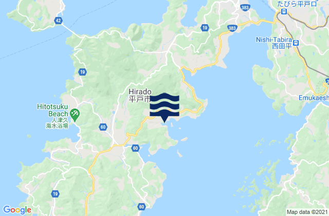 Mapa da tábua de marés em Hirado Shi, Japan