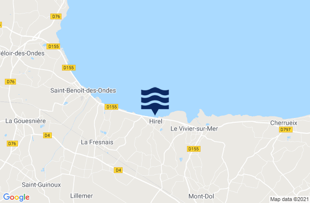 Mapa da tábua de marés em Hirel, France