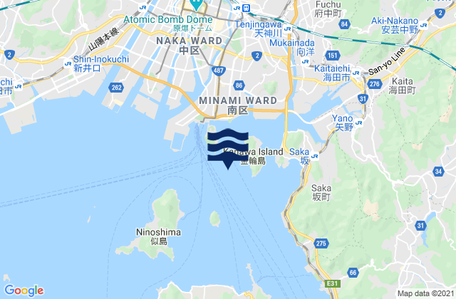 Mapa da tábua de marés em Hiroshima Kō, Japan
