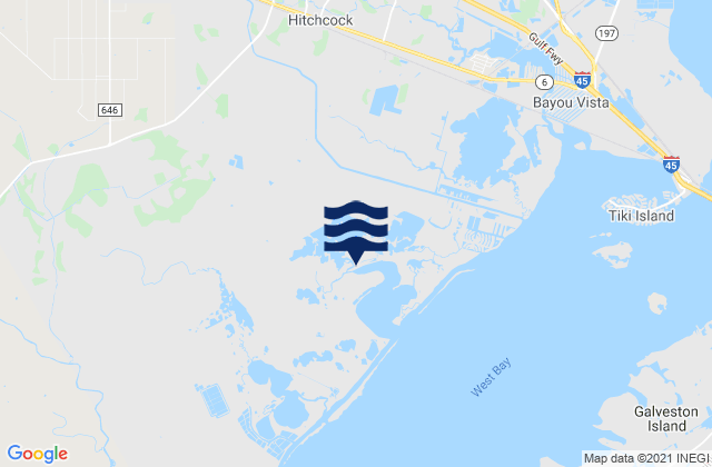 Mapa da tábua de marés em Hitchcock, United States
