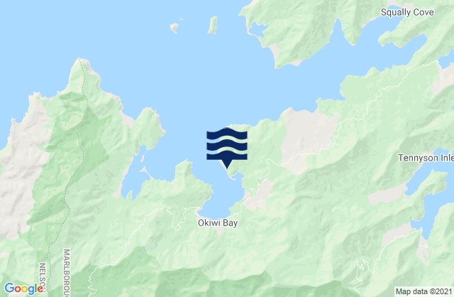 Mapa da tábua de marés em Hobbs Bay, New Zealand