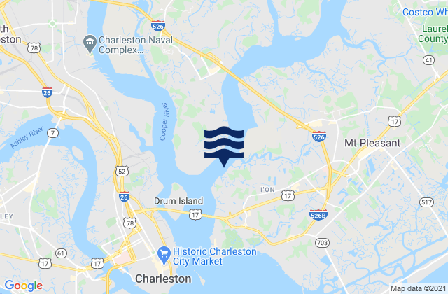 Mapa da tábua de marés em Hobcaw Point, United States