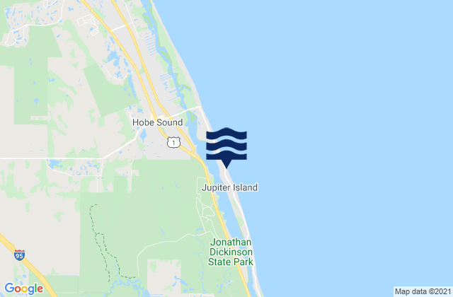 Mapa da tábua de marés em Hobe Sound (Jupiter Island), United States
