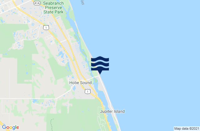 Mapa da tábua de marés em Hobe Sound, United States